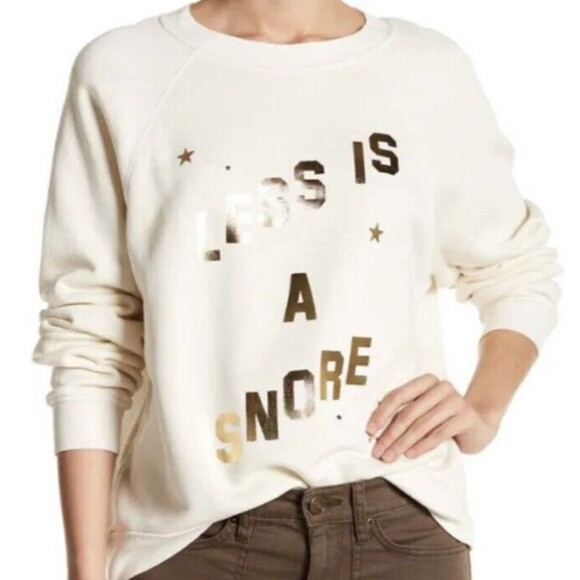 Wildfox Sweatshirt Womens Medium Less Is A Snore Butter Sweater Casual USA New - Picture 1 of 9